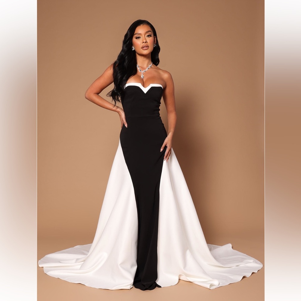 Black and white gown